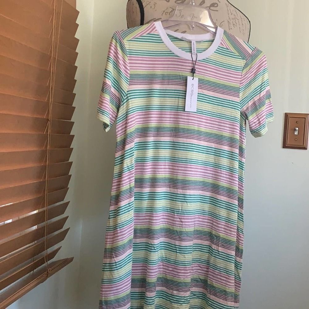 NWT BCBGENERATION STRIPED TEE SHIRT DRESS SIZE S